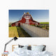 Red Barn With Fence, Near Lake Alma, Saskatchewan Wall Mural