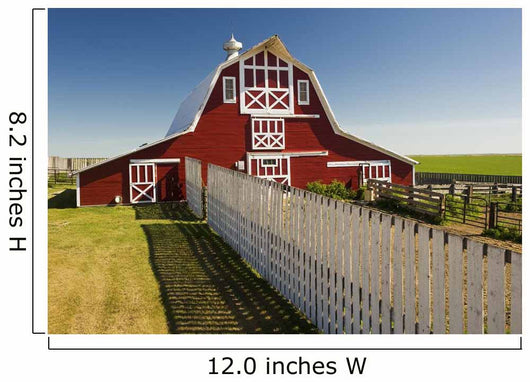 Red Barn With Fence, Near Lake Alma, Saskatchewan Wall Mural