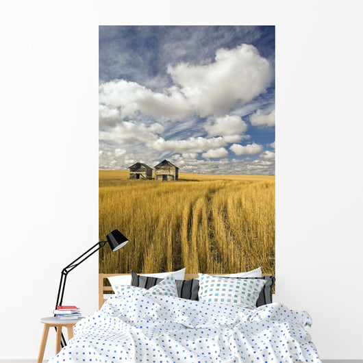 Field Showing Remains Of Wheat Straw Wall Mural
