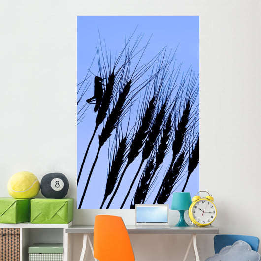Silhouette Of A Grasshopper On Wheat, Near Manor, Saskatchewan Wall Mural