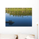 Bench On A Dock And Trees Reflected In Water Wall Mural