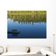 Bench On A Dock And Trees Reflected In Water Wall Mural