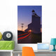 Streak Of Truck Lights And An Old Grain Elevator, Virden, Manitoba Wall Mural