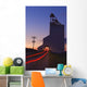 Streak Of Truck Lights And An Old Grain Elevator, Virden, Manitoba Wall Mural