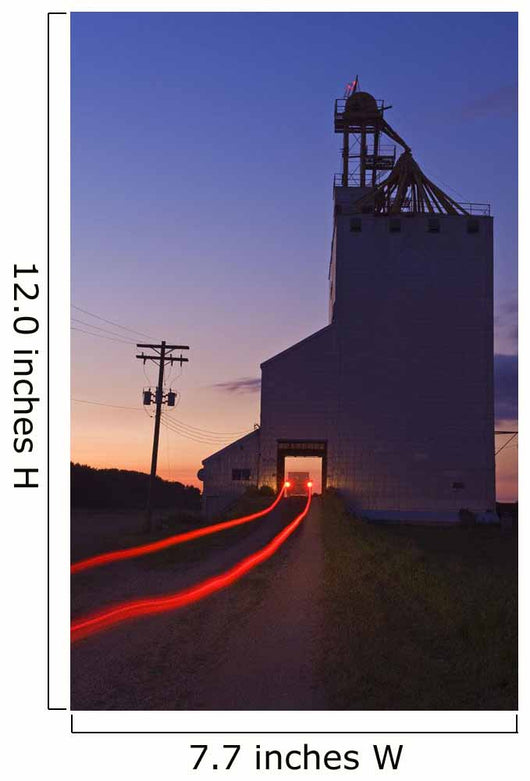 Streak Of Truck Lights And An Old Grain Elevator, Virden, Manitoba Wall Mural