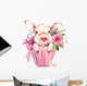 Cute Pig Watercolor Illustration Wall Decal