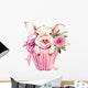 Cute Pig Watercolor Illustration Wall Decal