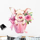 Cute Pig Watercolor Illustration Wall Decal