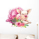 Cute Pig Laying Down Watercolor Illustration Wall Decal