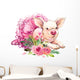 Cute Pig Laying Down Watercolor Illustration Wall Decal