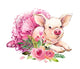 Cute Pig Laying Down Watercolor Illustration Wall Decal