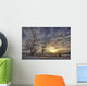 Snow Covered Trees Silhouetted By Sunrise On The Alberta Prairies Wall Mural