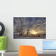 Snow Covered Trees Silhouetted By Sunrise On The Alberta Prairies Wall Mural