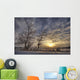 Snow Covered Trees Silhouetted By Sunrise On The Alberta Prairies Wall Mural