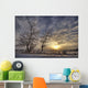 Snow Covered Trees Silhouetted By Sunrise On The Alberta Prairies Wall Mural