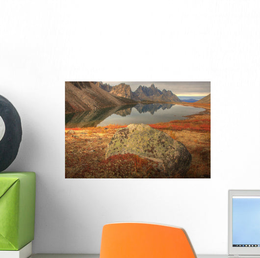 Tombstone Mountain Reflected In Talus Lake In Autumn Wall Mural
