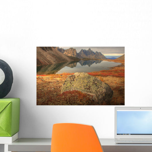 Tombstone Mountain Reflected In Talus Lake In Autumn Wall Mural
