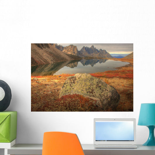 Tombstone Mountain Reflected In Talus Lake In Autumn Wall Mural