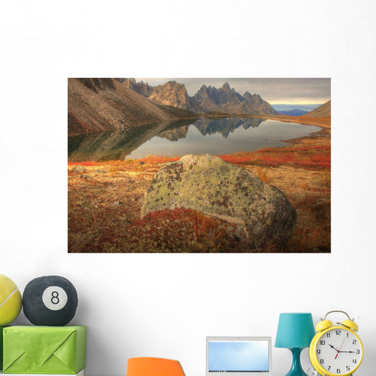 Tombstone Mountain Reflected In Talus Lake In Autumn Wall Mural