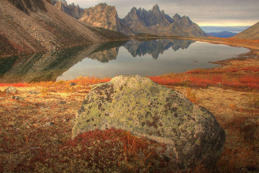 Tombstone Mountain Reflected In Talus Lake In Autumn Wall Mural