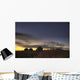 Sunset Silhouetting Grain Silos In Autumn, Rural Alberta Wall Mural