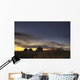 Sunset Silhouetting Grain Silos In Autumn, Rural Alberta Wall Mural