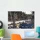 Ouareau River And Snow Covered Evergreen Trees In Winter Wall Mural