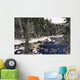 Ouareau River And Snow Covered Evergreen Trees In Winter Wall Mural
