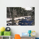 Ouareau River And Snow Covered Evergreen Trees In Winter Wall Mural