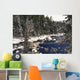 Ouareau River And Snow Covered Evergreen Trees In Winter Wall Mural