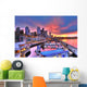 Seattle skyline and waterfront in sunrise Wall Mural