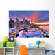 Seattle skyline and waterfront in sunrise Wall Mural