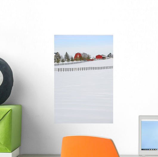 Red Barn In Winter, Near Zephyr, Ontario Wall Mural
