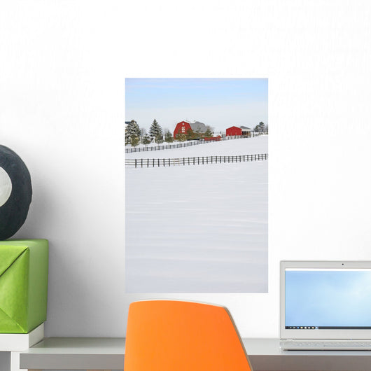 Red Barn In Winter, Near Zephyr, Ontario Wall Mural