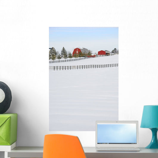Red Barn In Winter, Near Zephyr, Ontario Wall Mural