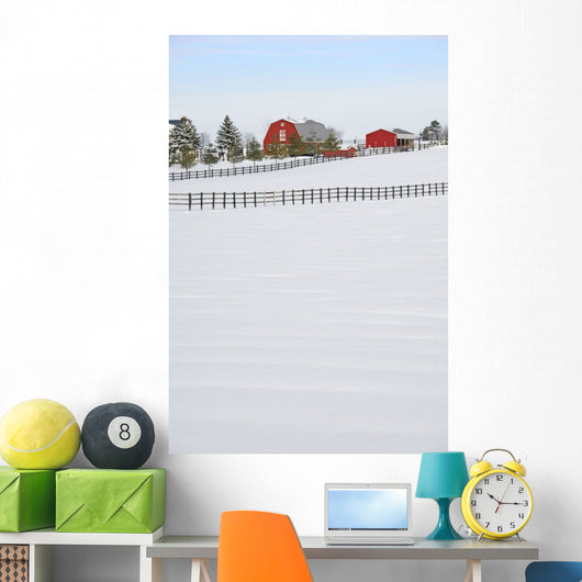 Red Barn In Winter, Near Zephyr, Ontario Wall Mural