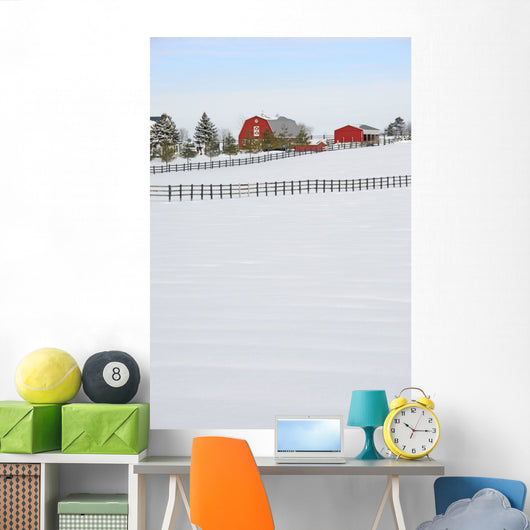 Red Barn In Winter, Near Zephyr, Ontario Wall Mural