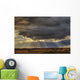 Sun Rays Through Clouds Over Three Old Grain Bins, Rural Alberta Wall Mural