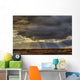 Sun Rays Through Clouds Over Three Old Grain Bins, Rural Alberta Wall Mural