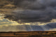 Sun Rays Through Clouds Over Three Old Grain Bins, Rural Alberta Wall Mural