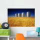 Mature Winter Wheat Field With Grain Bins In The Background Wall Mural