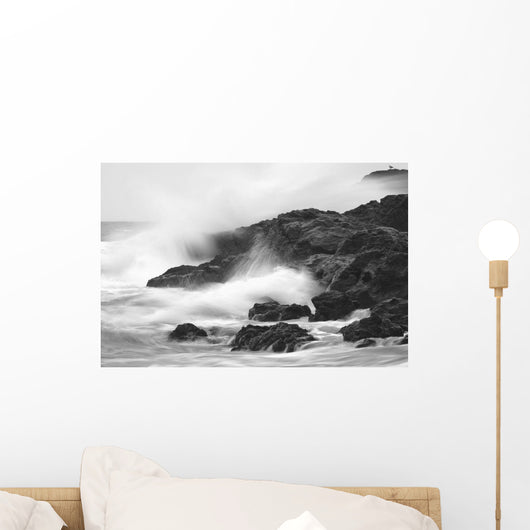 Waves On Rocky Shoreline, Long Beach, British Columbia Wall Mural