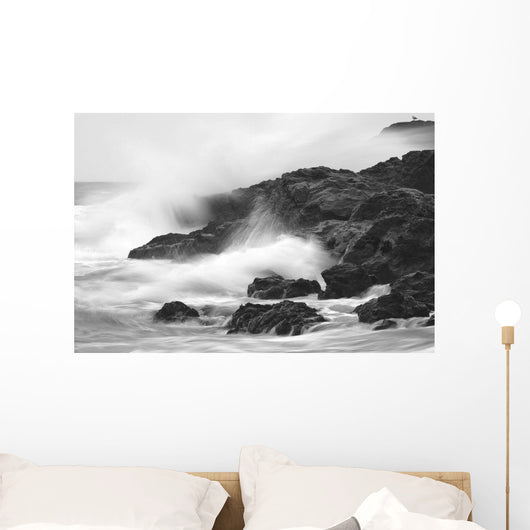 Waves On Rocky Shoreline, Long Beach, British Columbia Wall Mural