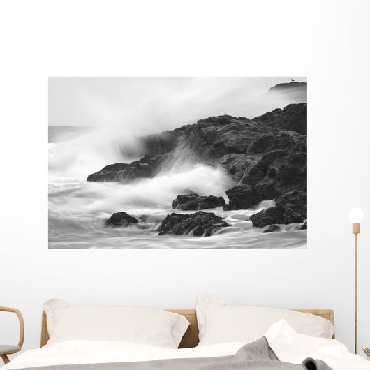 Waves On Rocky Shoreline, Long Beach, British Columbia Wall Mural