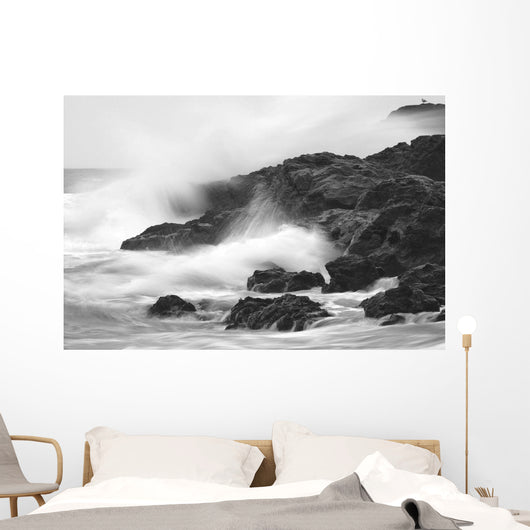 Waves On Rocky Shoreline, Long Beach, British Columbia Wall Mural
