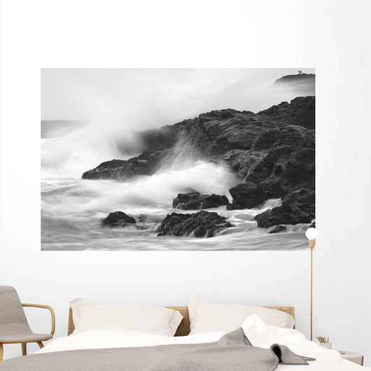 Waves On Rocky Shoreline, Long Beach, British Columbia Wall Mural