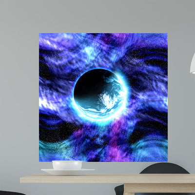 Cosmic Space Planet Wall Mural shown on a wall