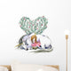 White Unicorn and Princess Sleeping Wall Decal