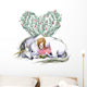 White Unicorn and Princess Sleeping Wall Decal