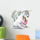 White Unicorn and Princess Wall Decal